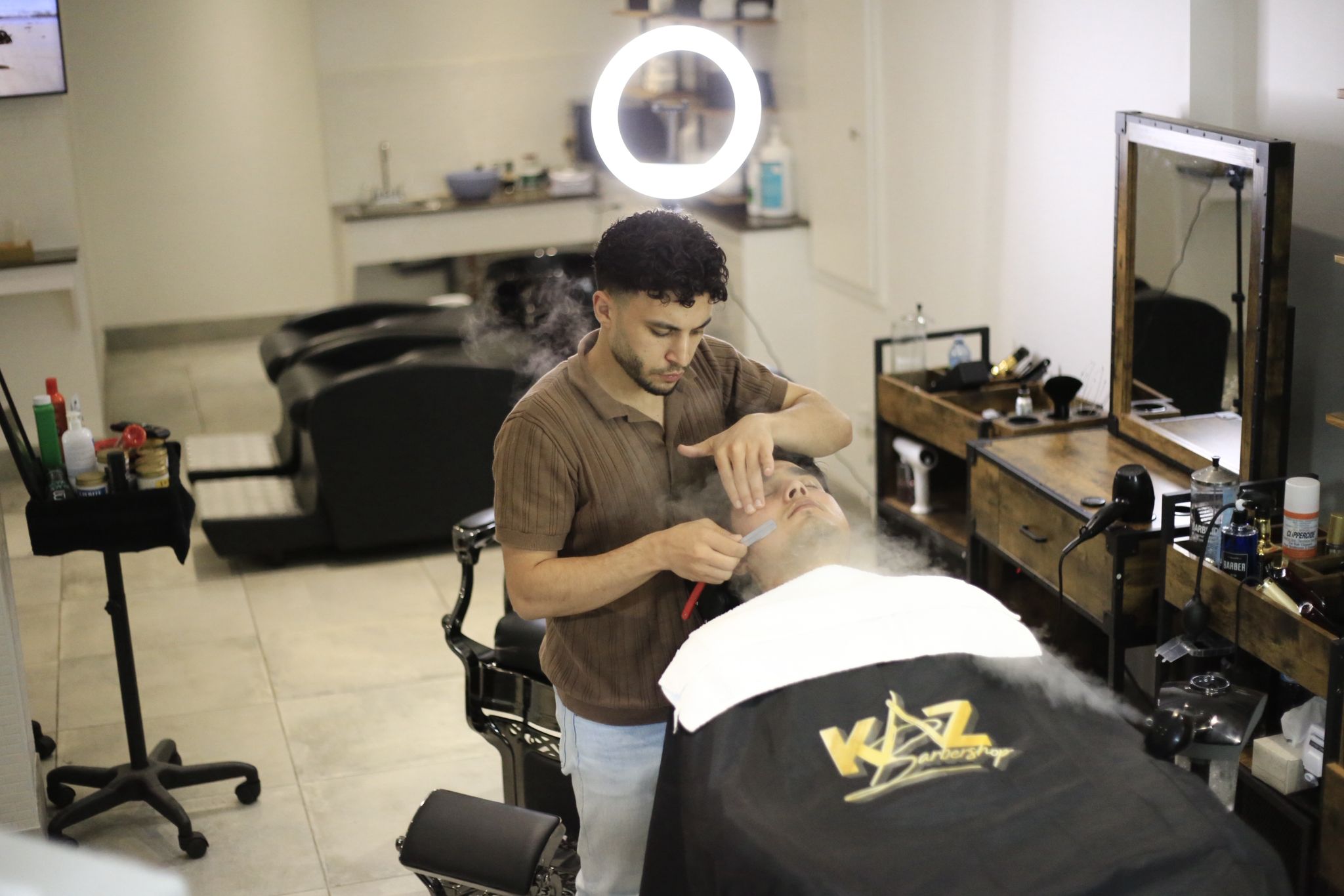 Hot towel straight razor shave at Kaz Barbershop